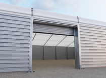 Roller shutter door of a temporary dry storage warehouse