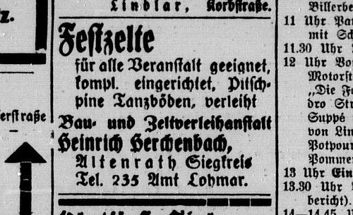 100 Jahre Herchenbach Anzeige Festzelt