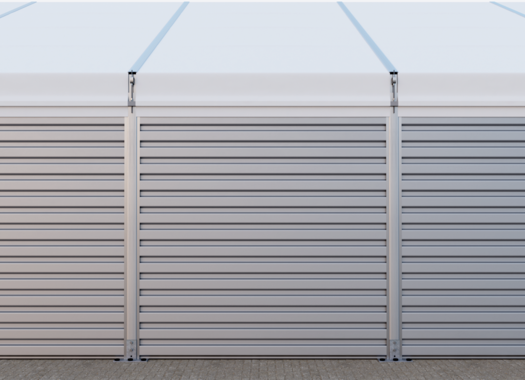 Trapezoidal sheets as a wall cladding for temporary buildings